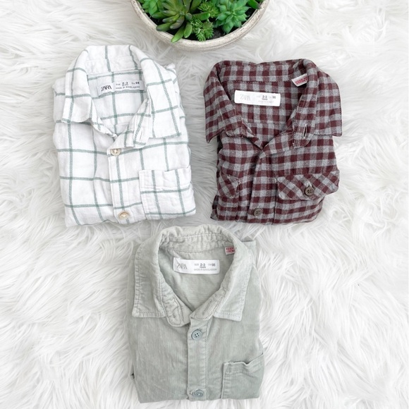 Zara Other - Zara Kids Boys Toddlers Bundle (3) Long Sleeves Button Down Shirt.